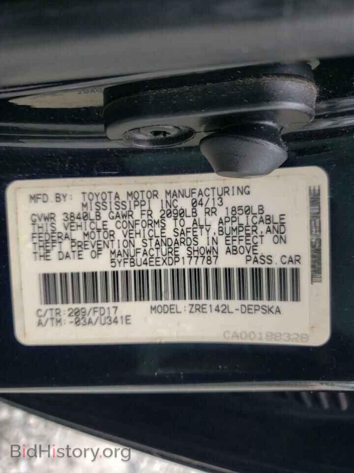 2013 TOYOTA COROLLA - VIN: 5YFBU4EEXDP177787 - Фото 10
