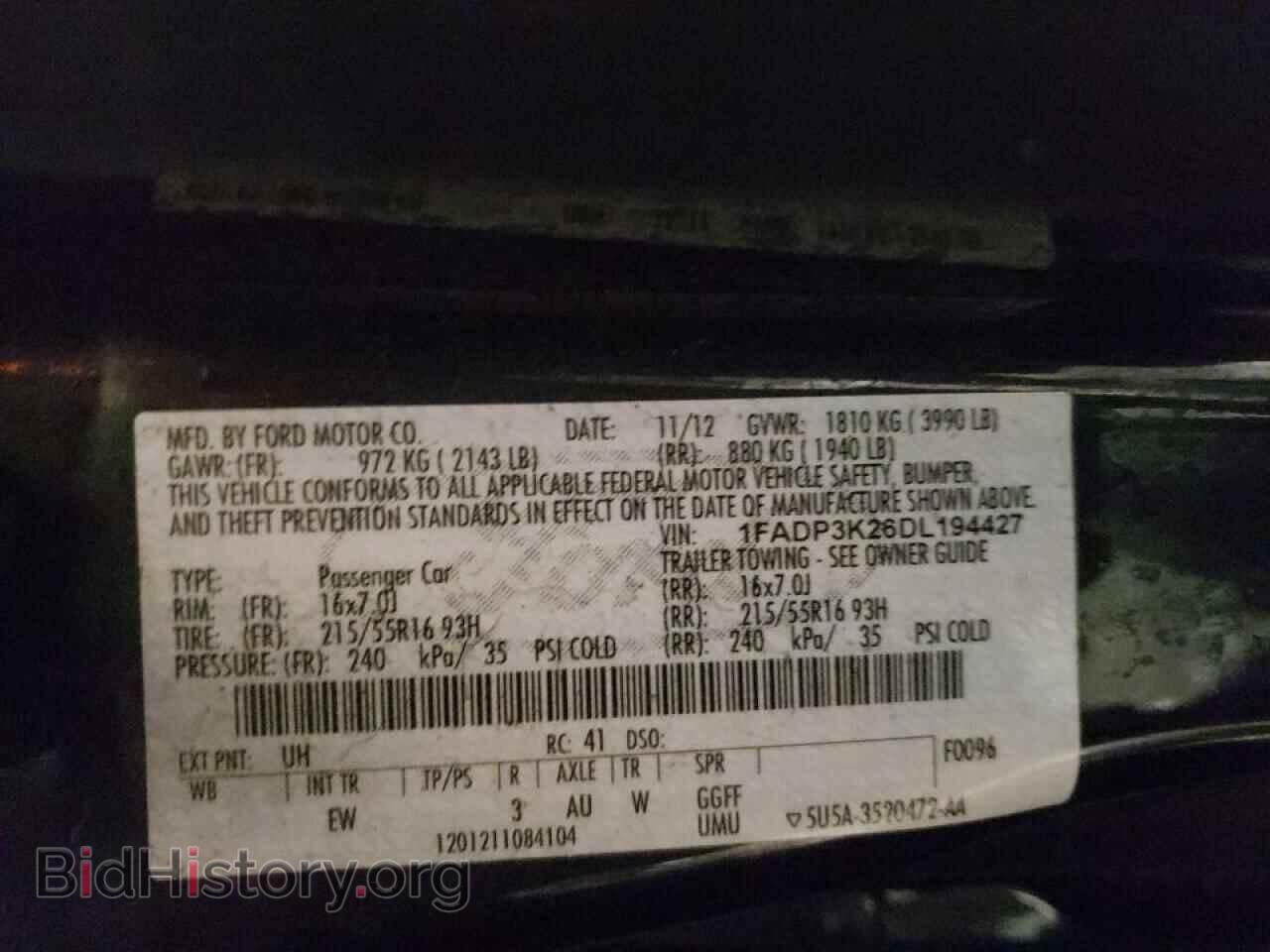 2013 FORD FOCUS - VIN: 1FADP3K26DL194427 - Фото 10