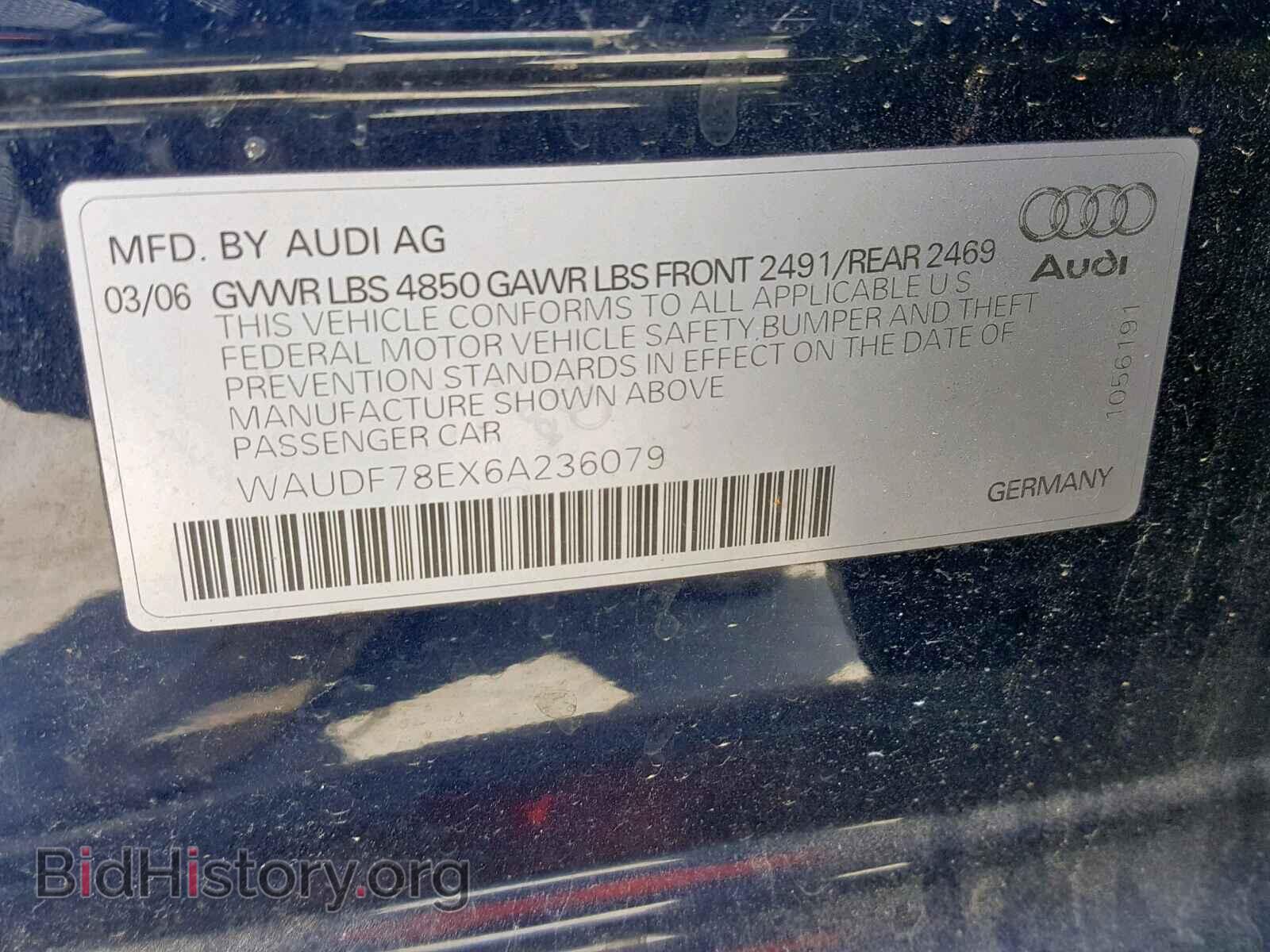 2006 AUDI A4 - VIN: WAUDF78EX6A236079 - Фото 10