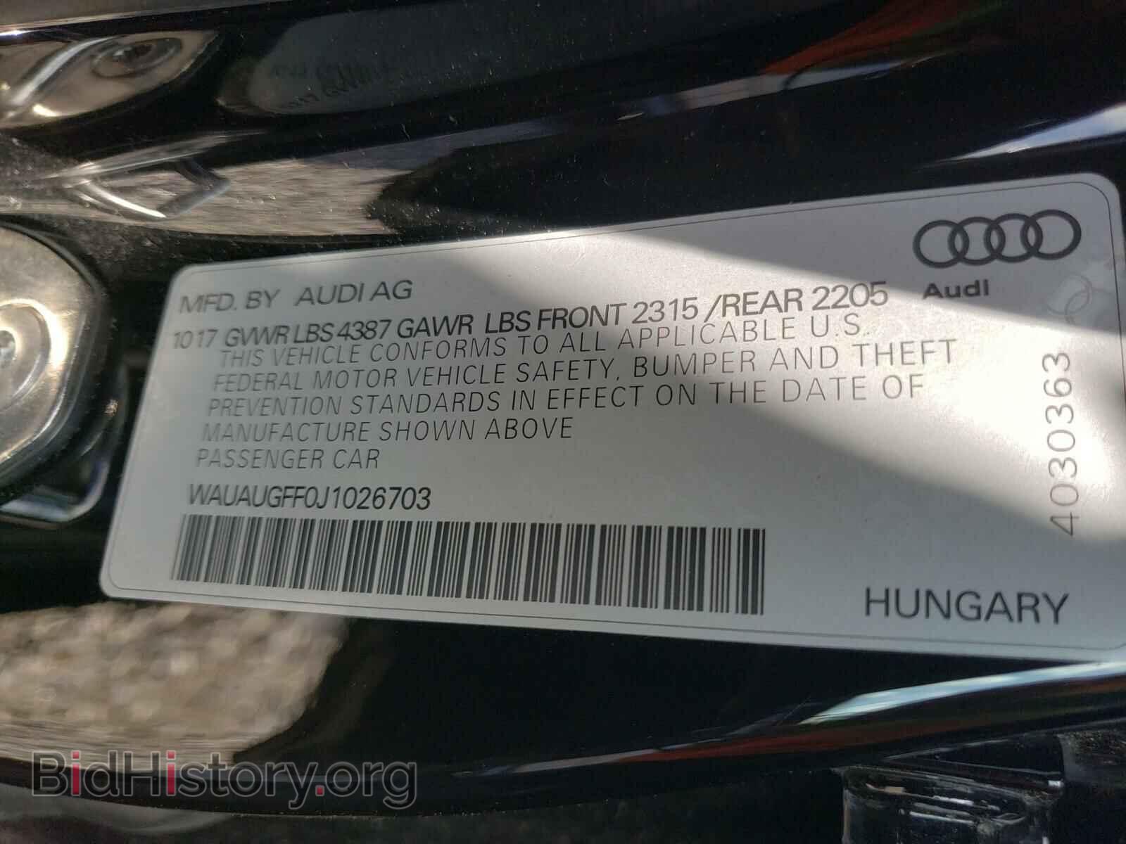 2018 AUDI A3 - VIN: WAUAUGFF0J1026703 - Фото 10