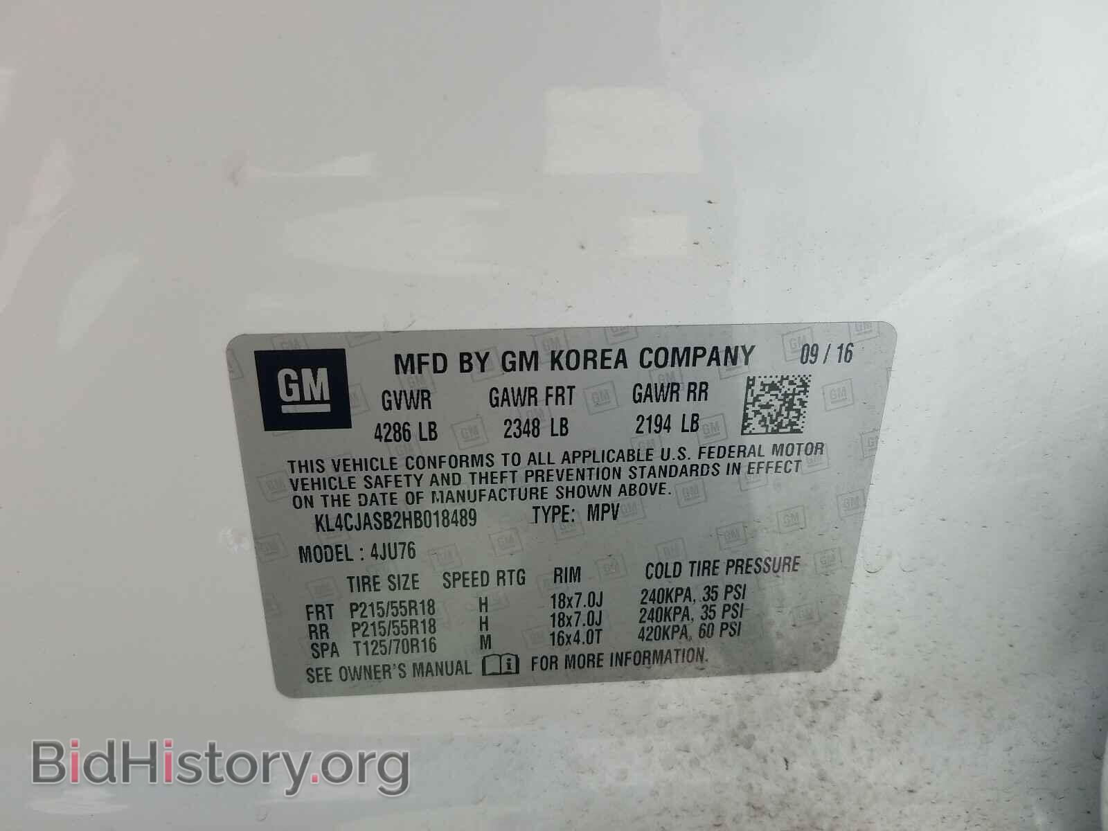 2017 BUICK ENCORE - VIN: KL4CJASB2HB018489 - Фото 10