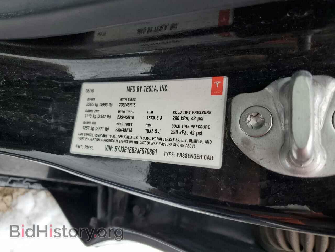 2018 TESLA MODEL 3 - VIN: 5YJ3E1EB2JF070861 - Photo 12