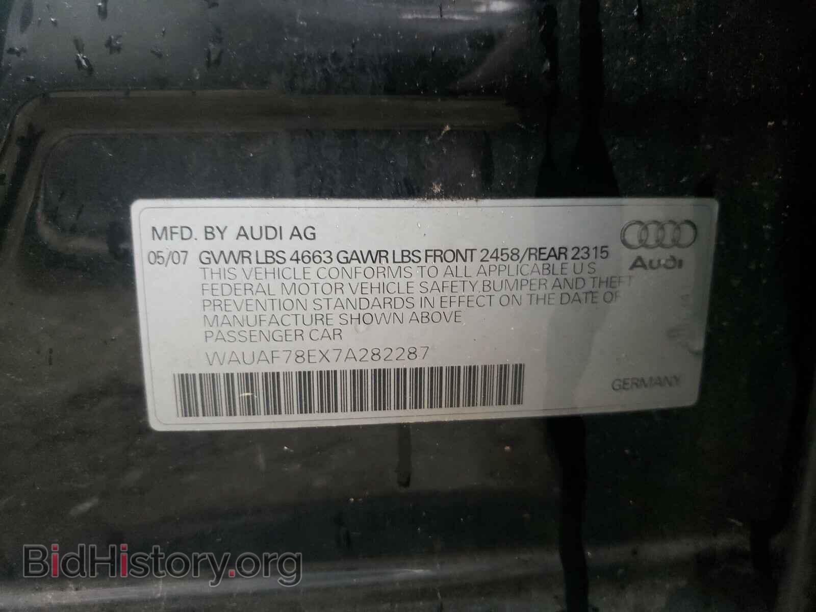 2007 AUDI A4 - VIN: WAUAF78EX7A282287 - Photo 10