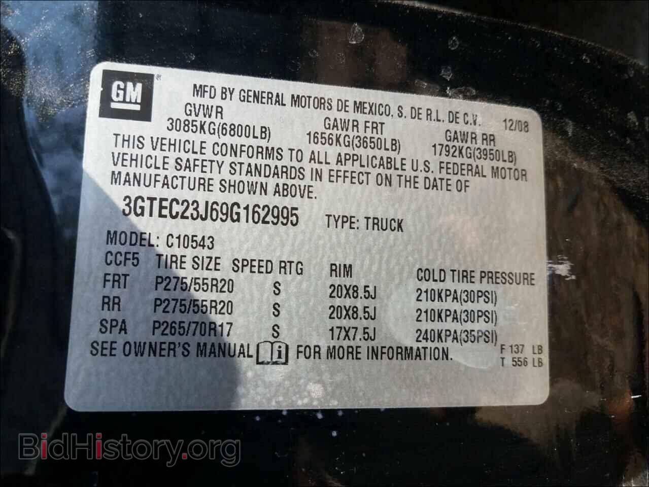 2009 GMC SIERRA - VIN: 3GTEC23J69G162995 - Фото 10