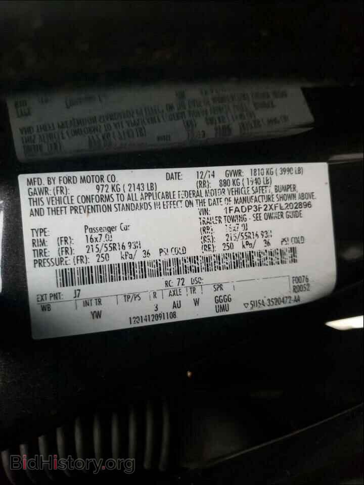 2015 FORD FOCUS - VIN: 1FADP3F2XFL202896 - Фото 10