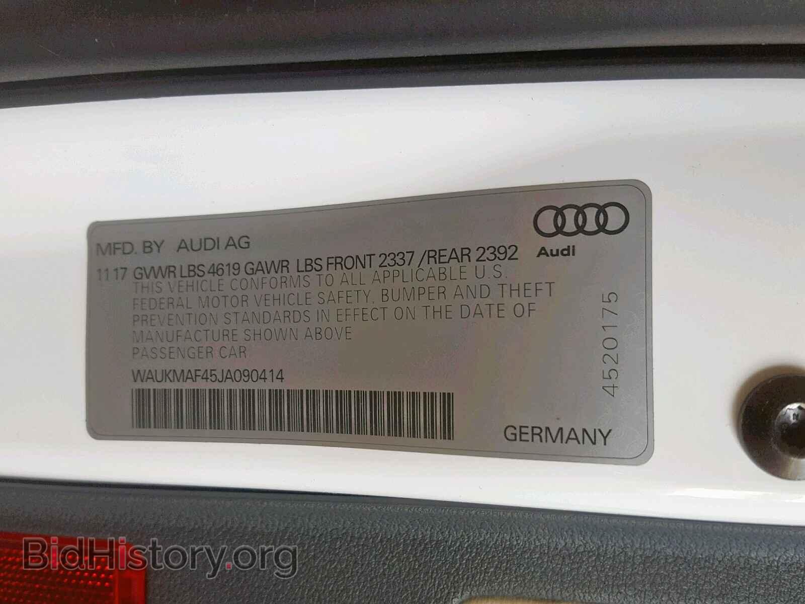 2018 AUDI A4 - VIN: WAUKMAF45JA090414 - Photo 10
