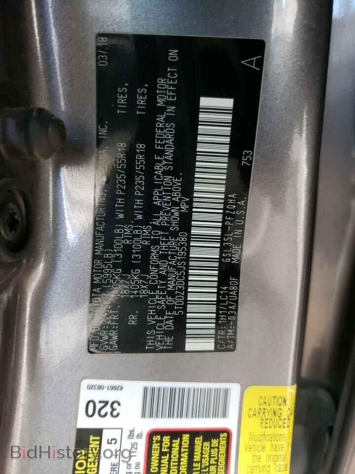 2018 TOYOTA All Models - VIN: 5TDDZ3DC5JS195380 - Фото 13
