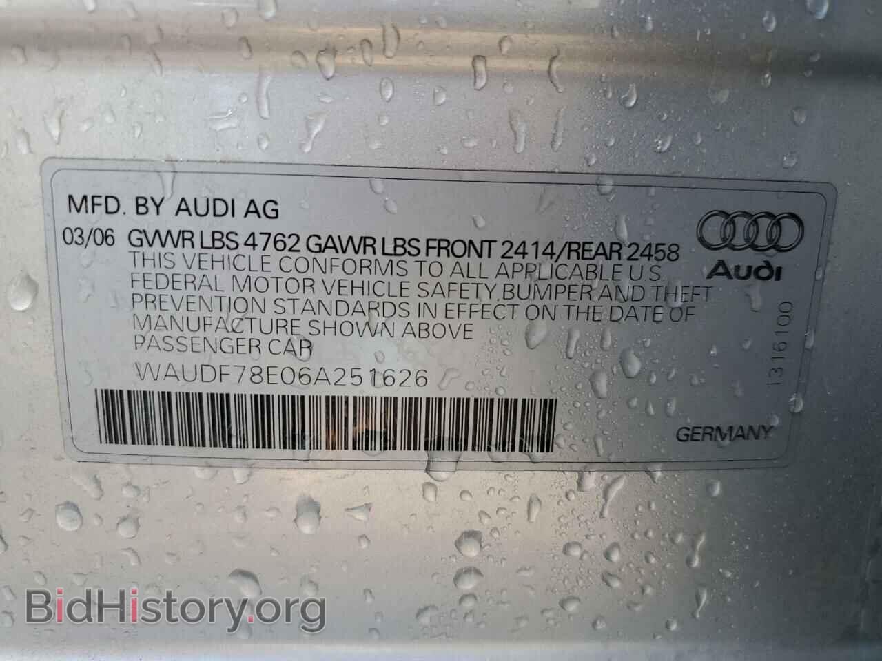 2006 AUDI A4 - VIN: WAUDF78E06A251626 - Фото 12