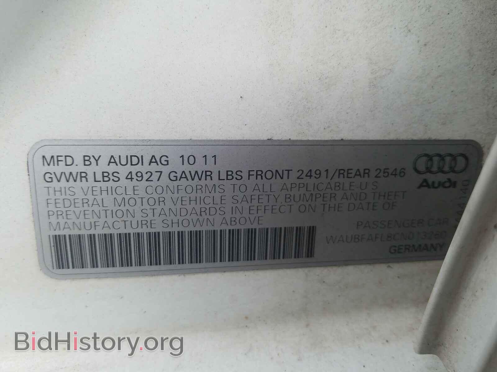 2012 AUDI A4 - VIN: WAUBFAFL8CN013260 - Фото 10