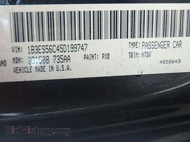 2005 DODGE NEON - VIN: 1B3ES56C45D199747 - Фото 9