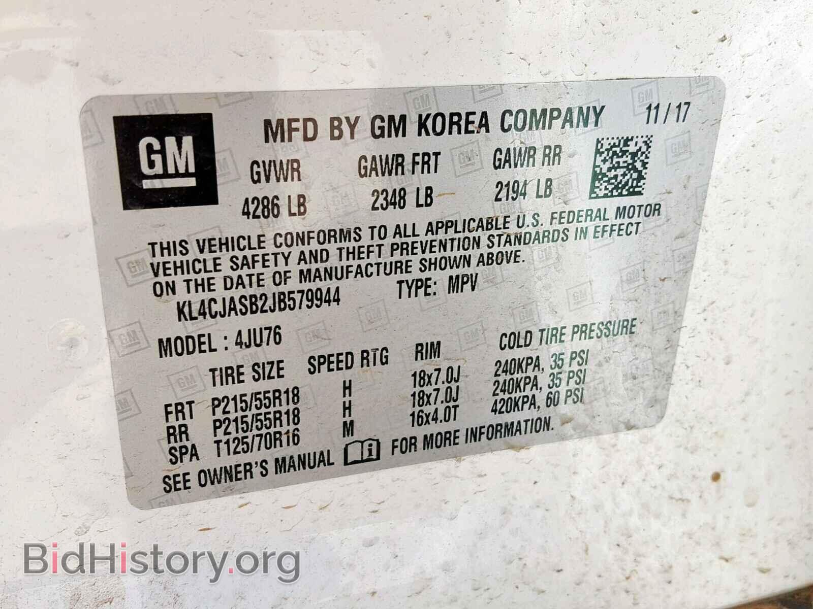 2018 BUICK ENCORE PRE - VIN: KL4CJASB2JB579944 - Photo 10