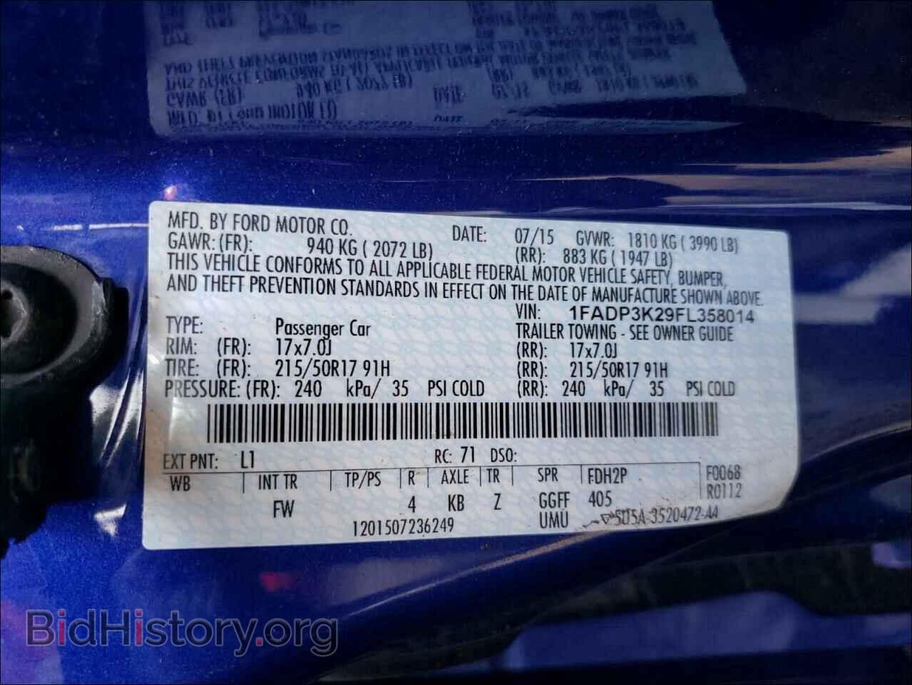 2015 FORD FOCUS - VIN: 1FADP3K29FL358014 - Фото 10