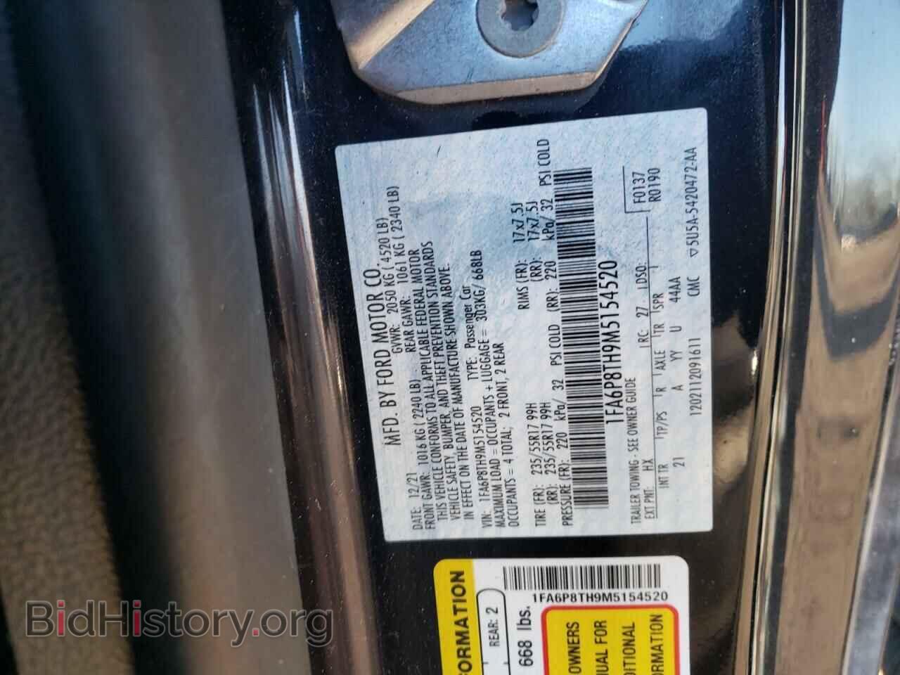 2021 FORD ALL Models - VIN: 1FA6P8TH9M5154520 - Фото 12