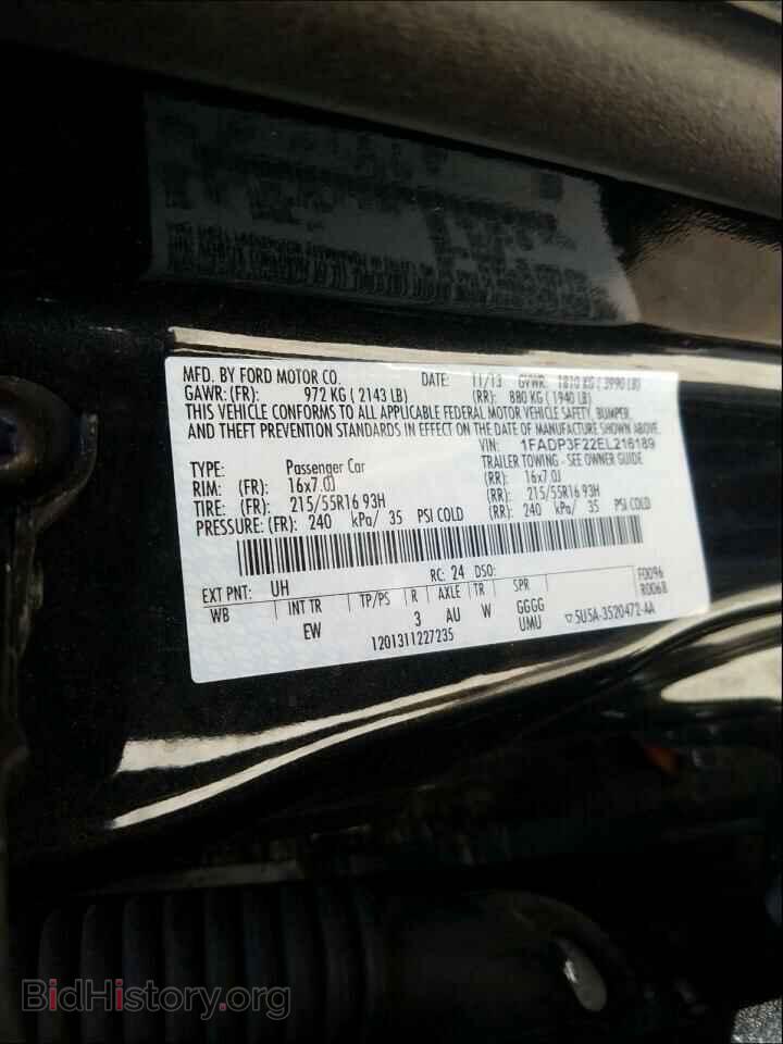 2014 FORD FOCUS - VIN: 1FADP3F22EL216189 - Фото 10