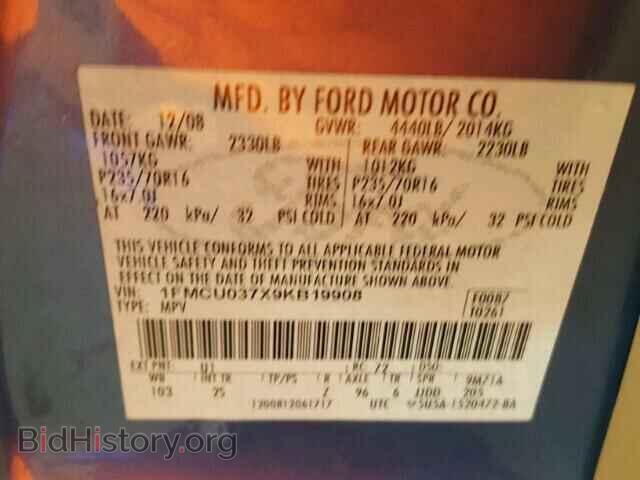 2009 FORD ESCAPE - VIN: 1FMCU037X9KB19908 - Фото 10