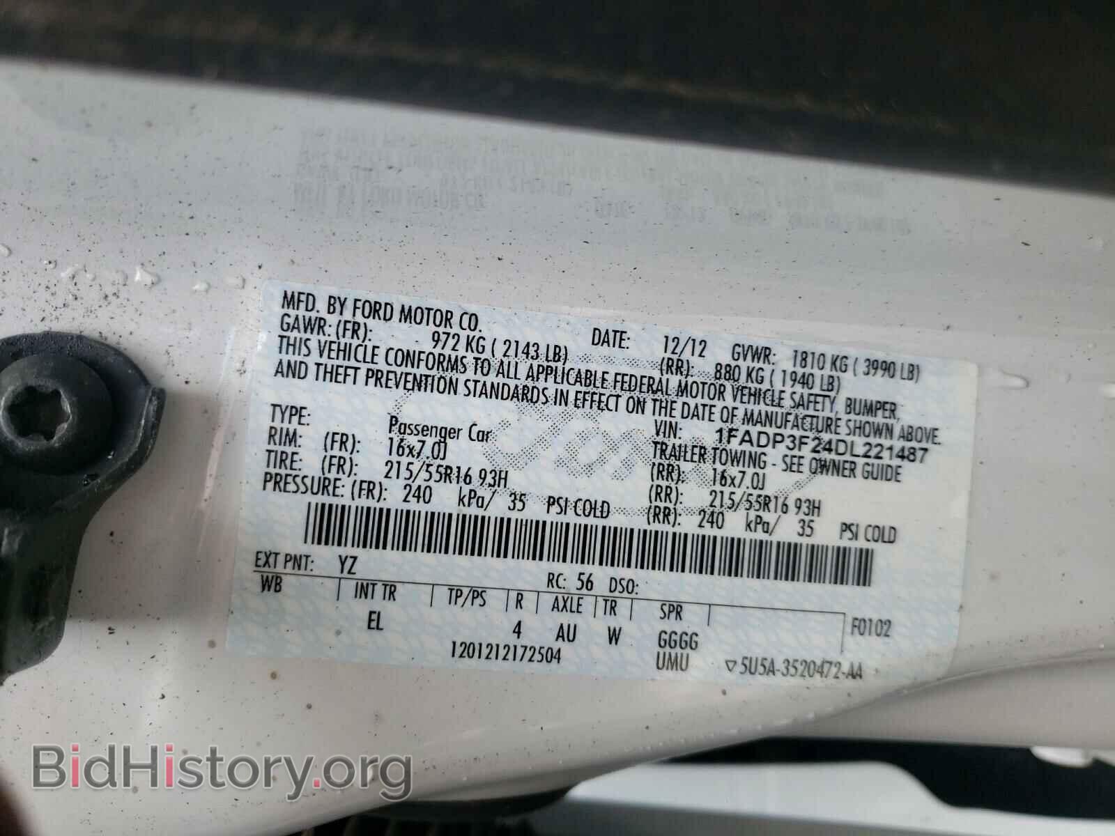 2013 FORD FOCUS - VIN: 1FADP3F24DL221487 - Фото 10