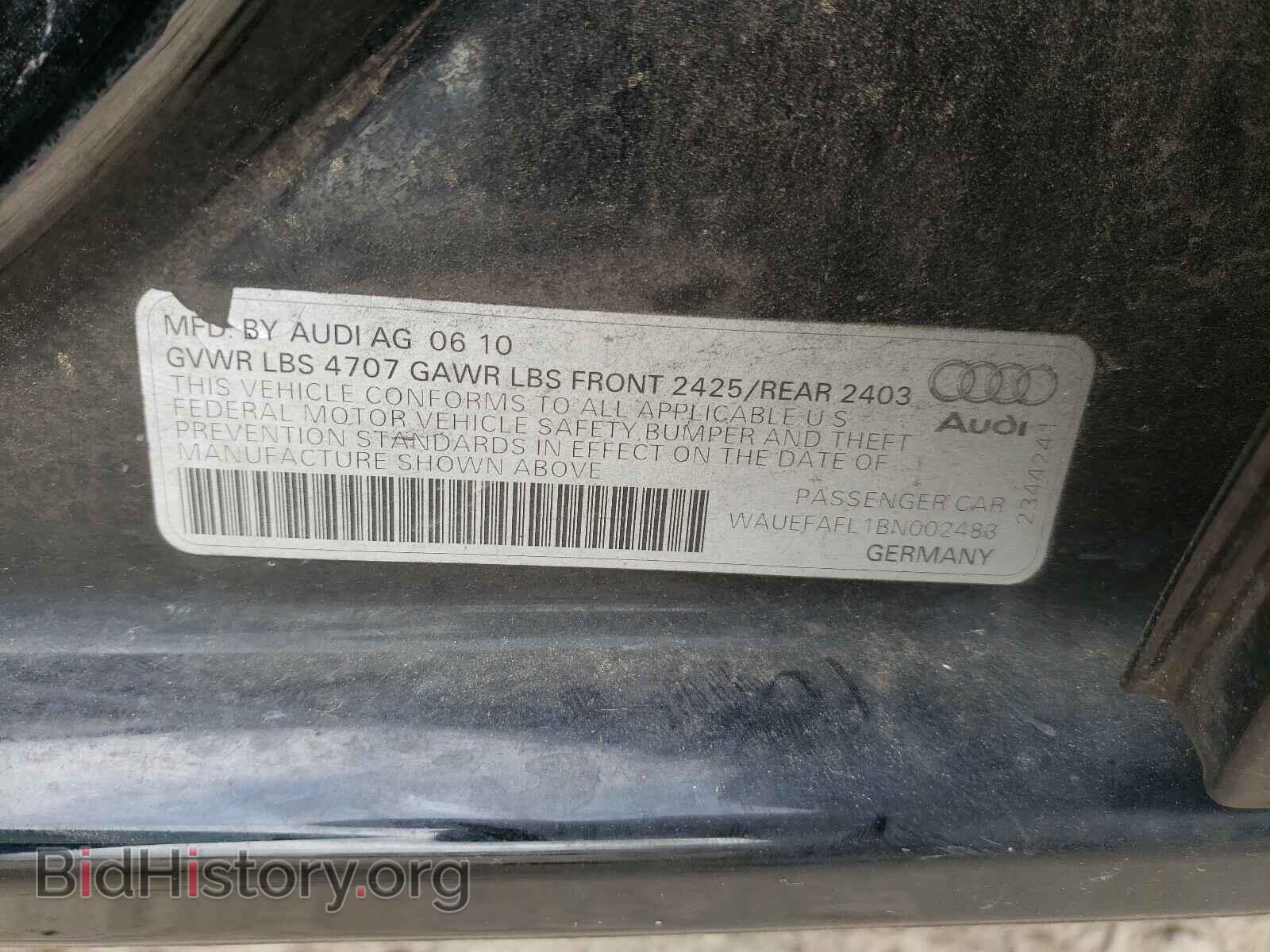 2011 AUDI A4 - VIN: WAUEFAFL1BN002483 - Фото 10