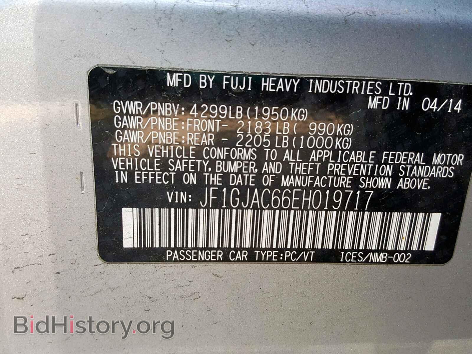 2014 SUBARU IMPREZA - VIN: JF1GJAC66EH019717 - Photo 10