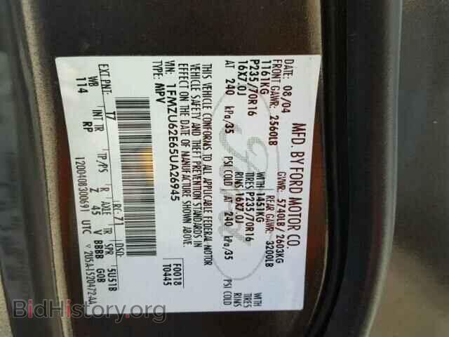 2005 FORD EXPLORER - VIN: 1FMZU62E65UA26945 - Photo 10