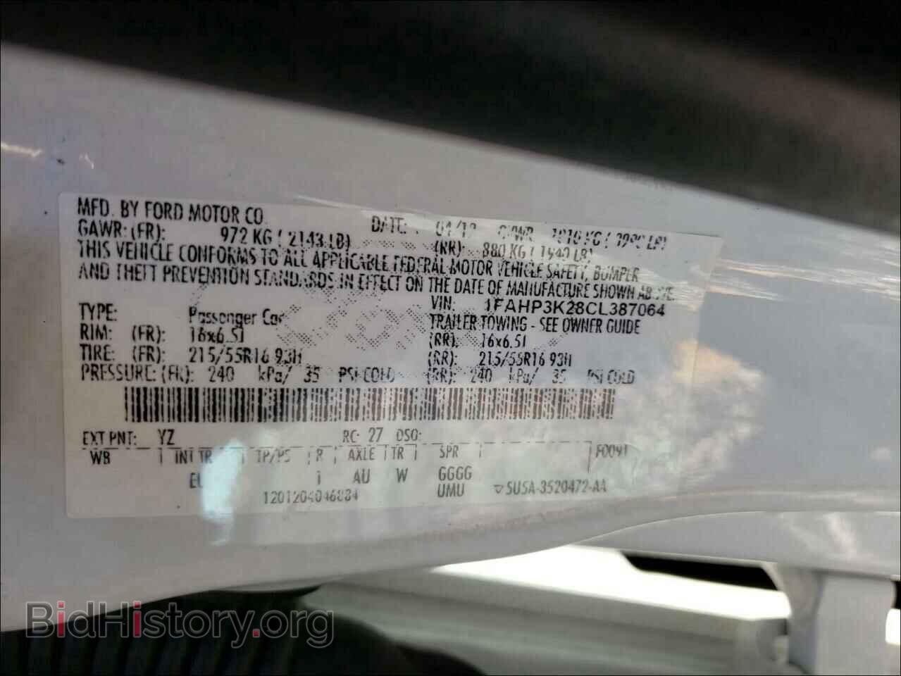 2012 FORD FOCUS - VIN: 1FAHP3K28CL387064 - Фото 10