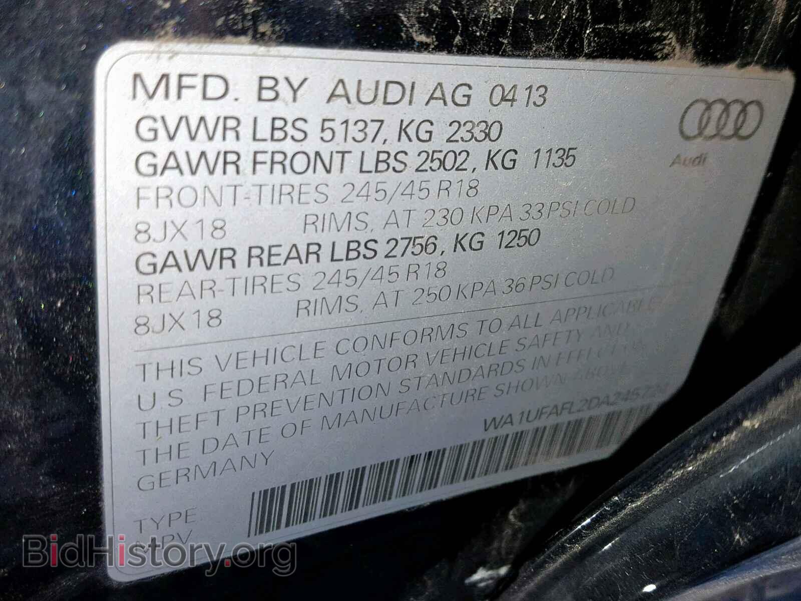 2013 AUDI A4 - VIN: WA1UFAFL2DA245724 - Фото 10