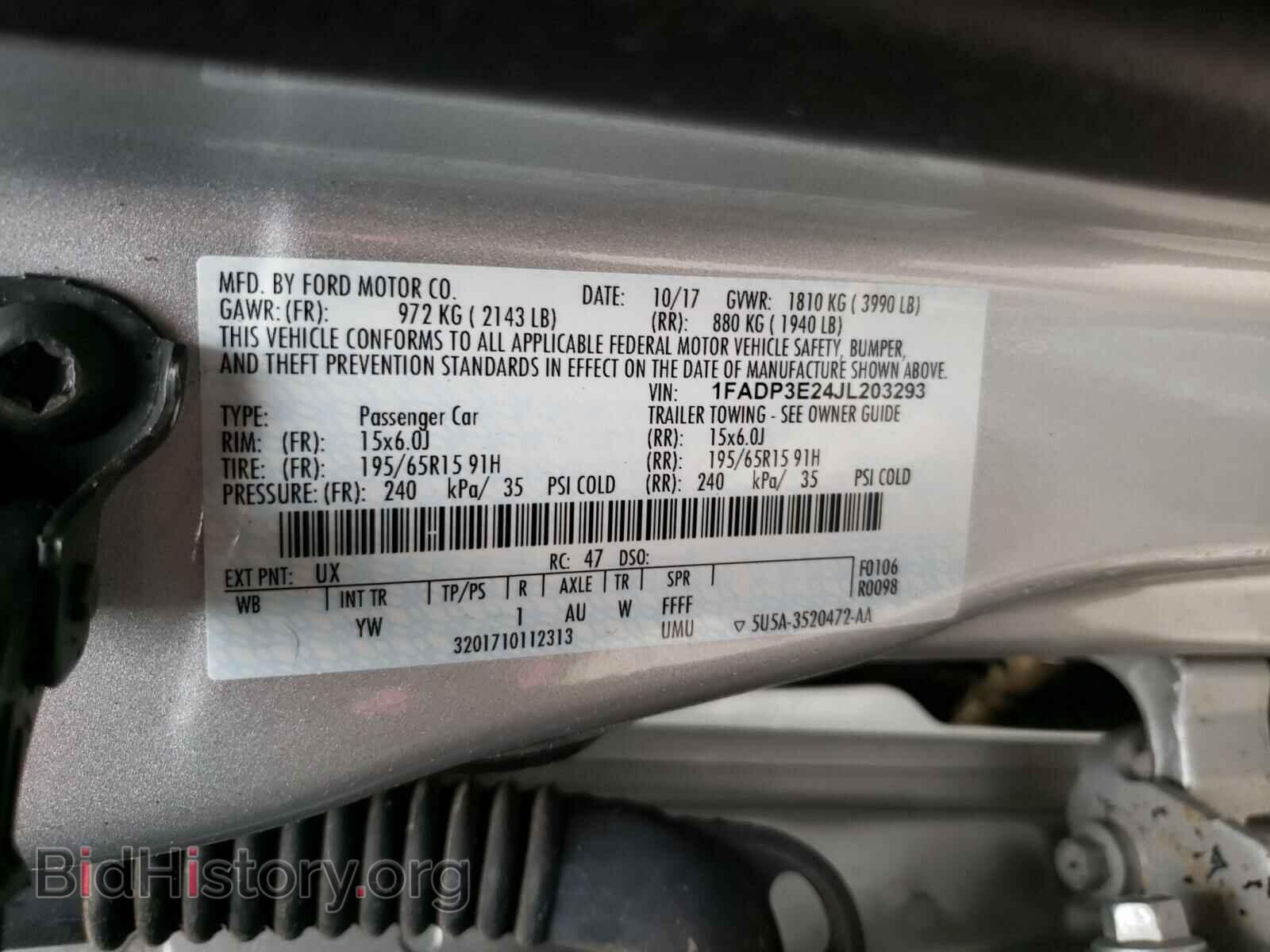 2018 FORD FOCUS - VIN: 1FADP3E24JL203293 - Фото 10