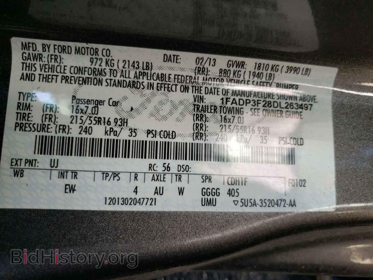 2013 FORD FOCUS - VIN: 1FADP3F28DL263497 - Фото 10