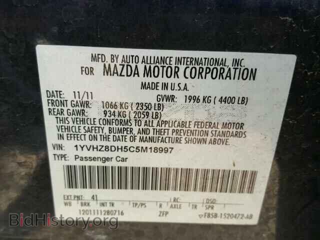 2012 MAZDA 6 - VIN: 1YVHZ8DH5C5M18997 - Фото 9