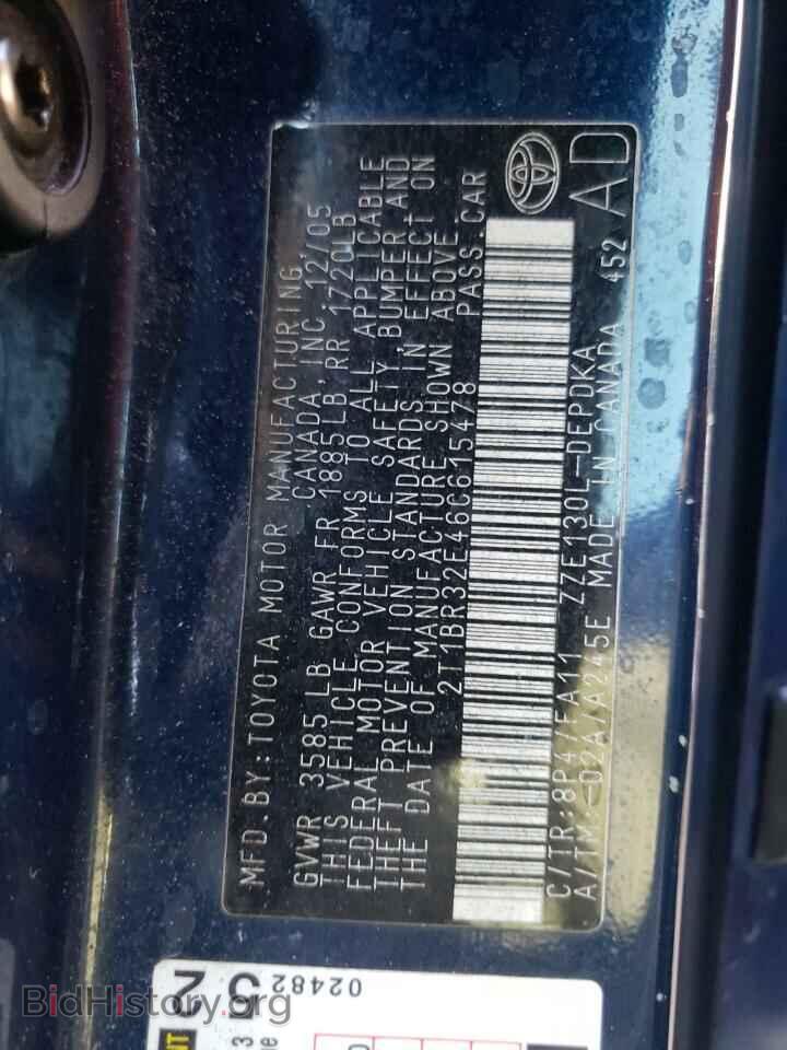 2006 TOYOTA COROLLA - VIN: 2T1BR32E46C615478 - Фото 10