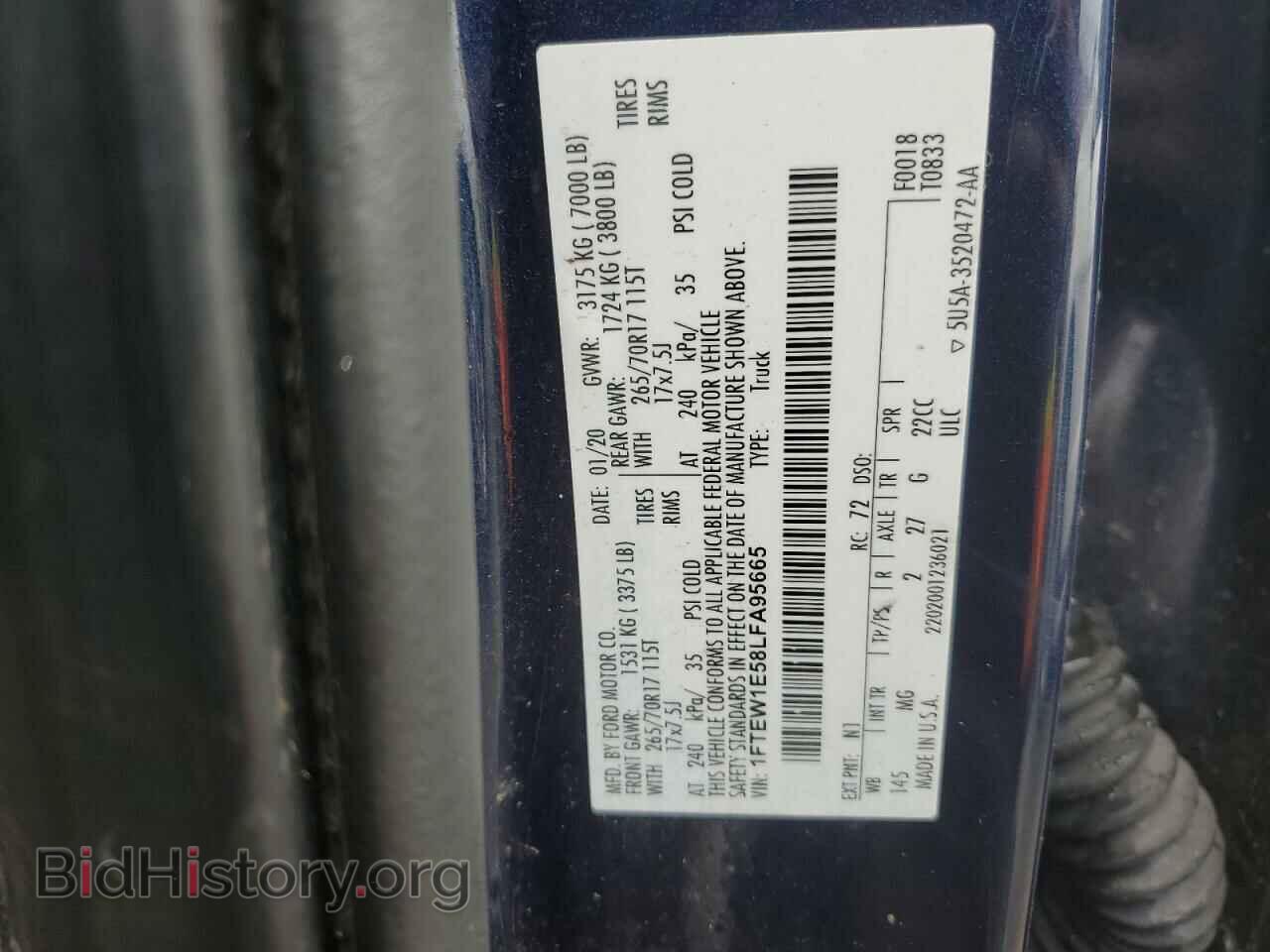 2020 FORD F-150 - VIN: 1FTEW1E58LFA95665 - Фото 12