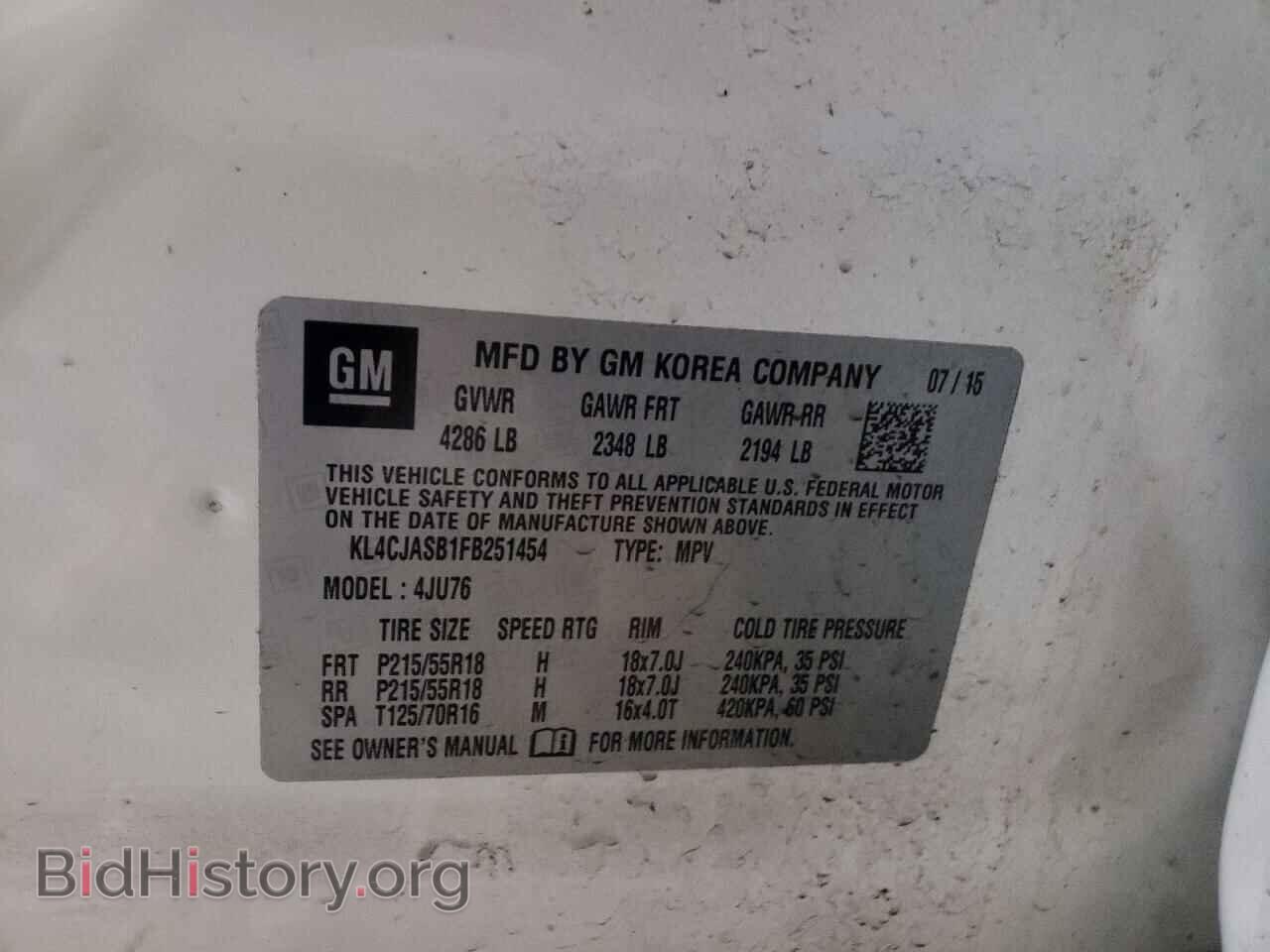 2015 BUICK ENCORE - VIN: KL4CJASB1FB251454 - Фото 14