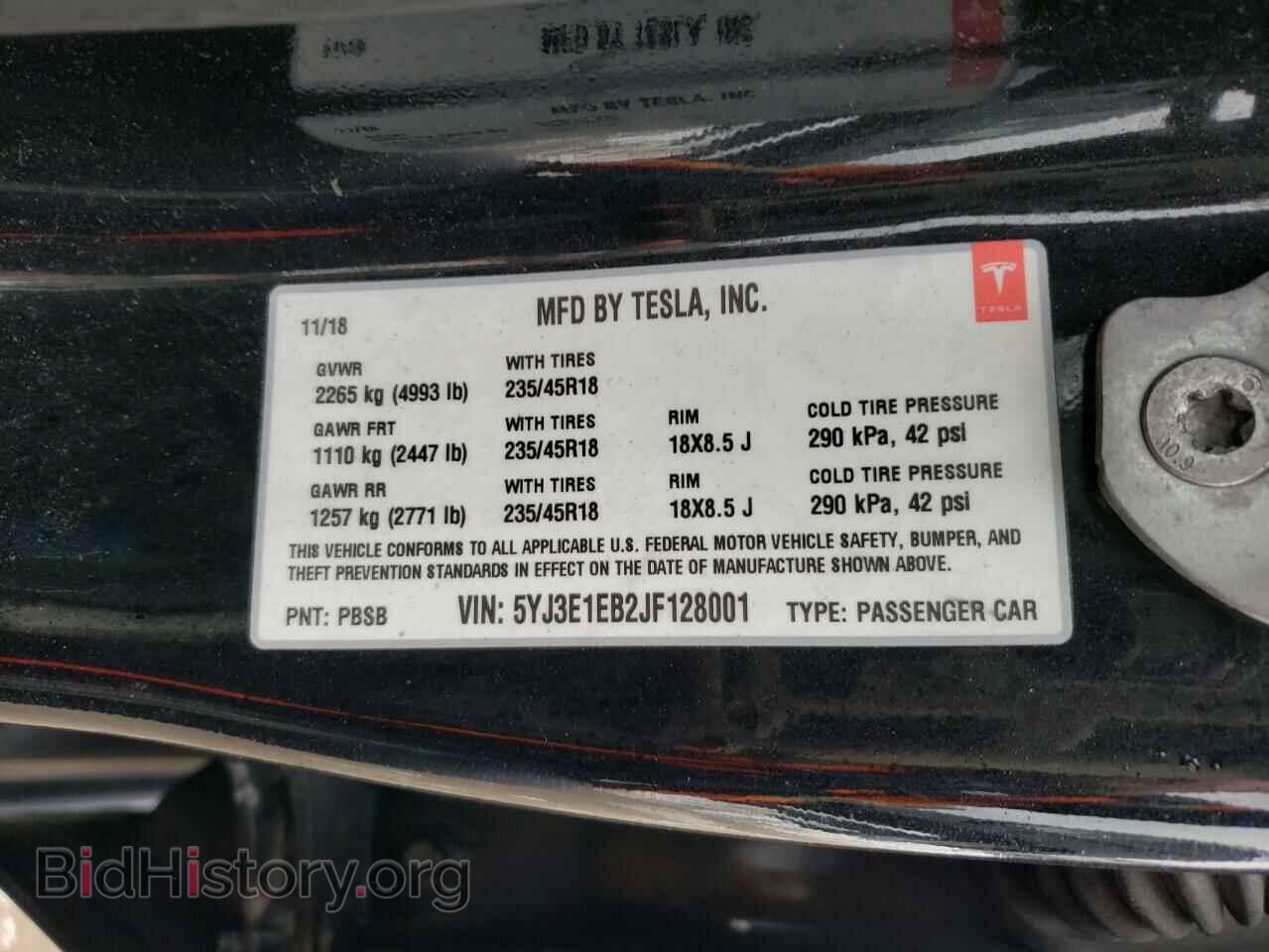 2018 TESLA MODEL 3 - VIN: 5YJ3E1EB2JF128001 - Фото 13