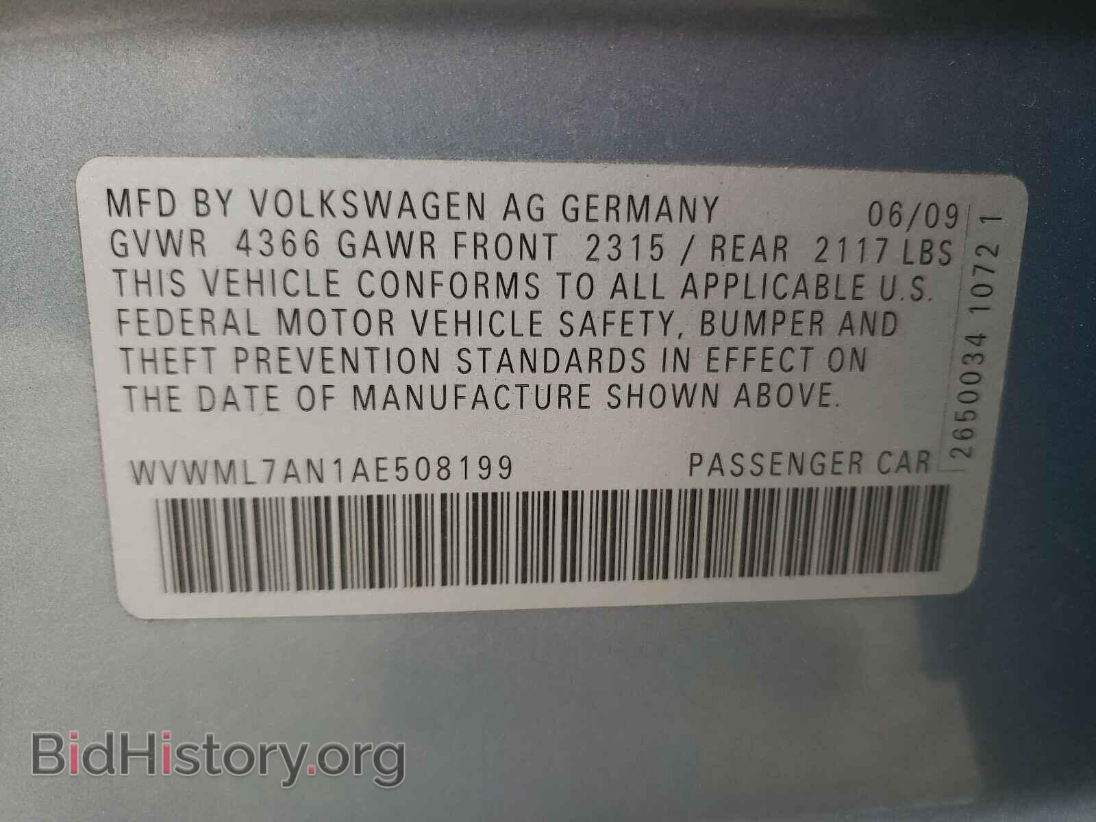 2010 VOLKSWAGEN CC - VIN: WVWML7AN1AE508199 - Фото 10
