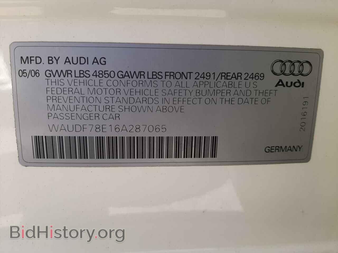 2006 AUDI A4 - VIN: WAUDF78E16A287065 - Фото 10