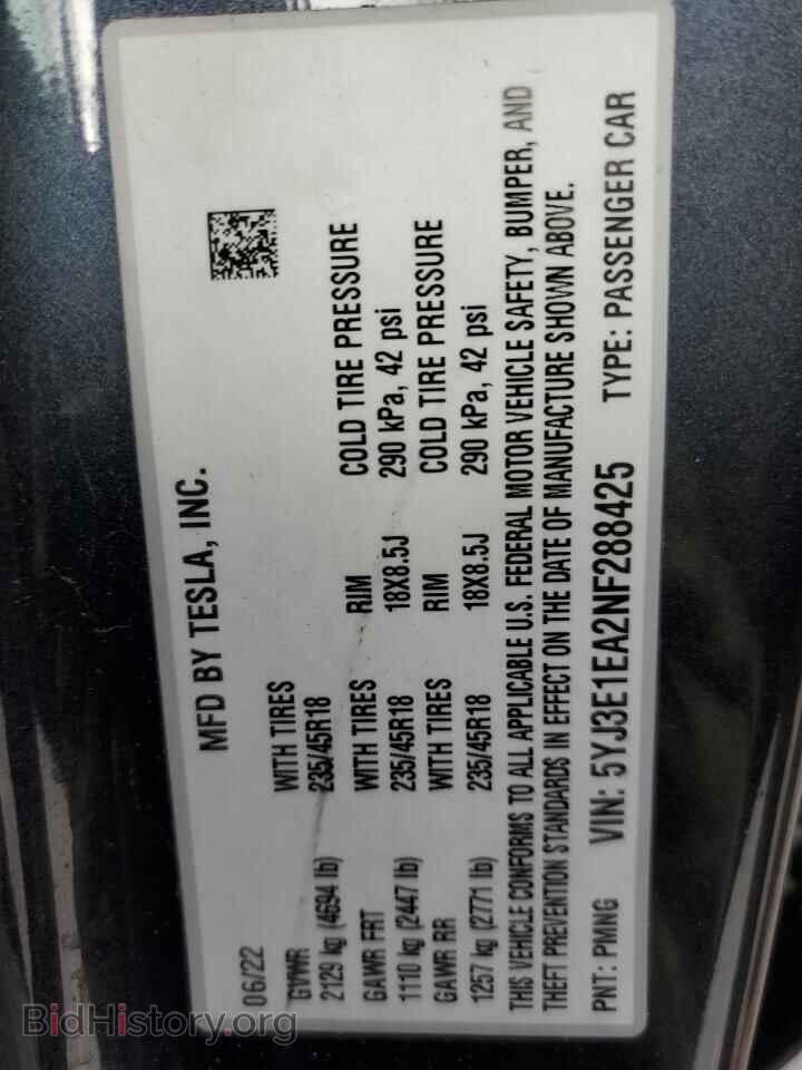 2022 TESLA MODEL 3 - VIN: 5YJ3E1EA2NF288425 - Photo 12