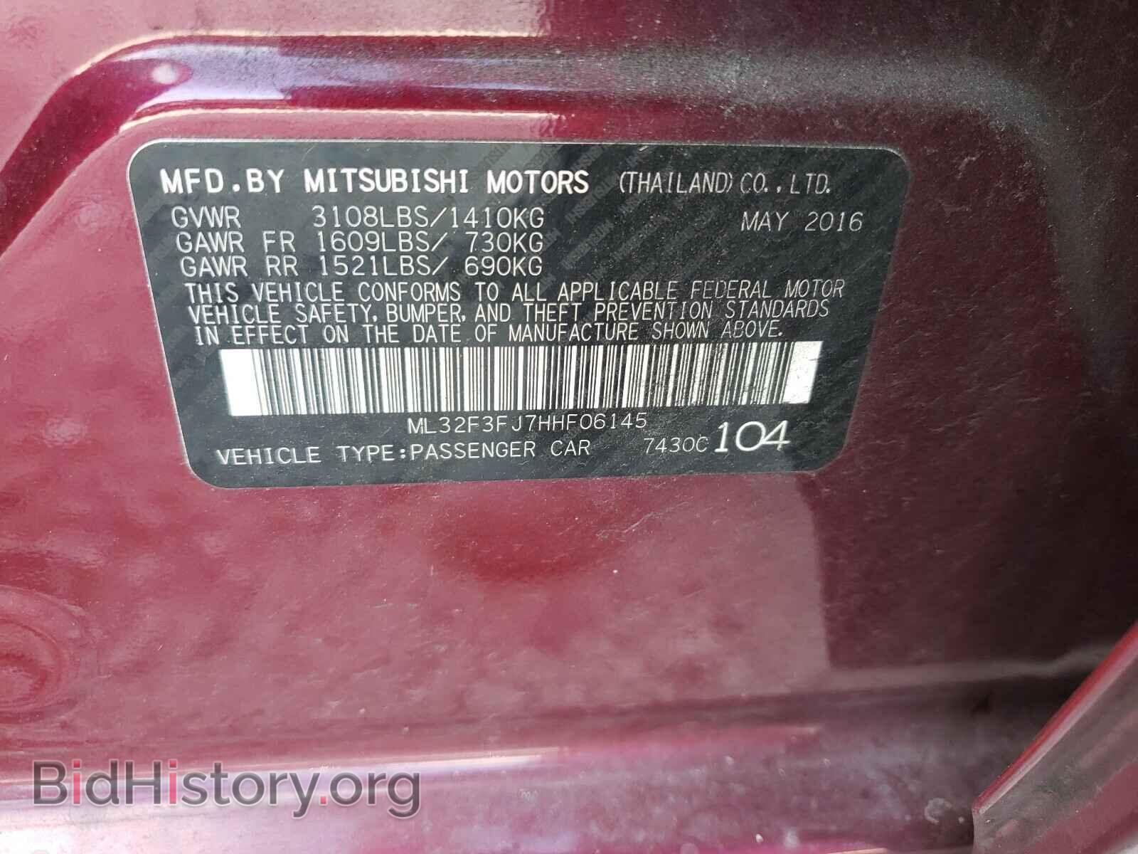 2017 MITSUBISHI MIRAGE - VIN: ML32F3FJ7HHF06145 - Фото 10