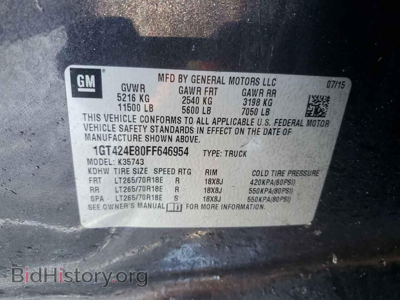 2015 GMC SIERRA - VIN: 1GT424E80FF646954 - Фото 12