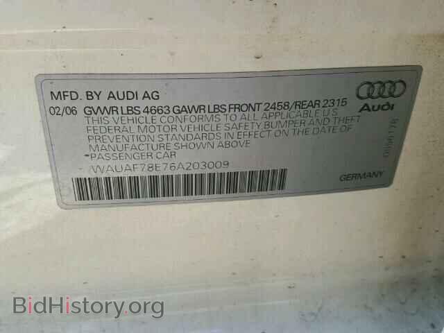 2006 AUDI A4 - VIN: WAUAF78E76A203009 - Photo 10
