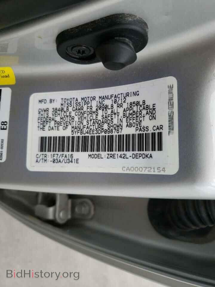 2013 TOYOTA COROLLA - VIN: 5YFBU4EE3DP098767 - Фото 10