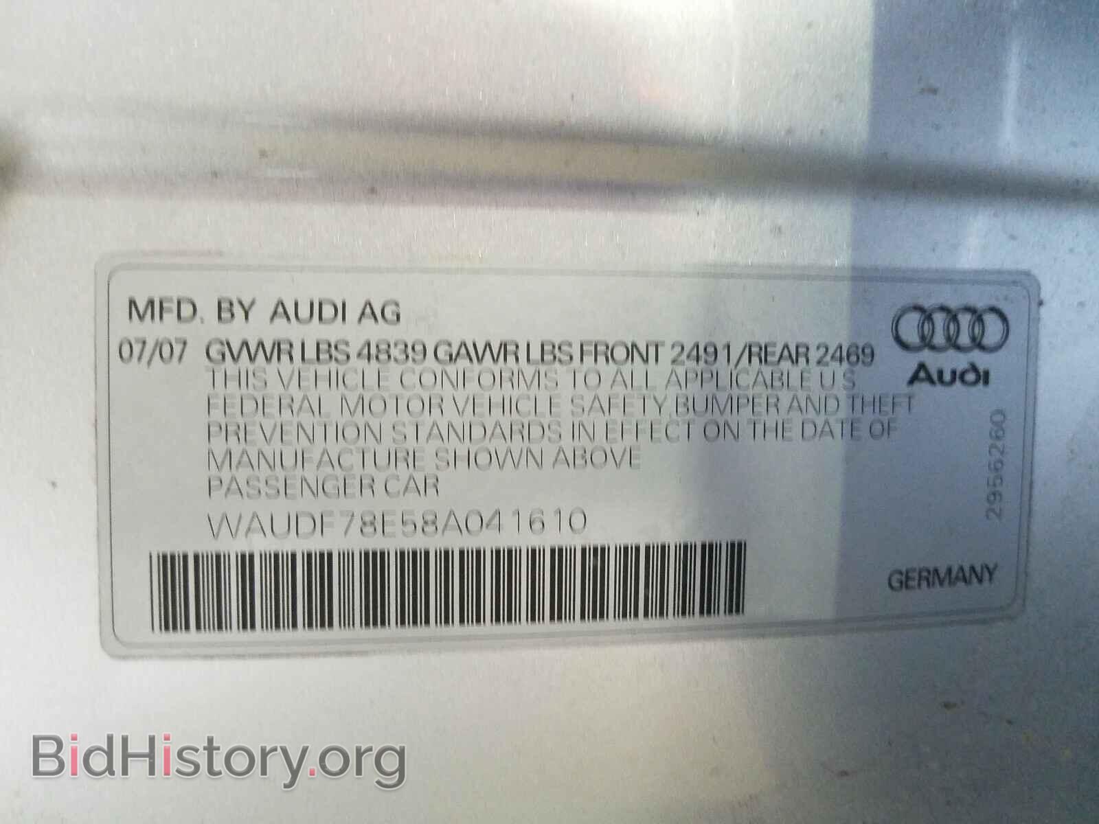 2008 AUDI A4 - VIN: WAUDF78E58A041610 - Фото 10