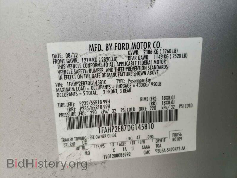 2013 Ford TAURUS (VIN 1FAHP2E87DG145810) — фото 10 из 10