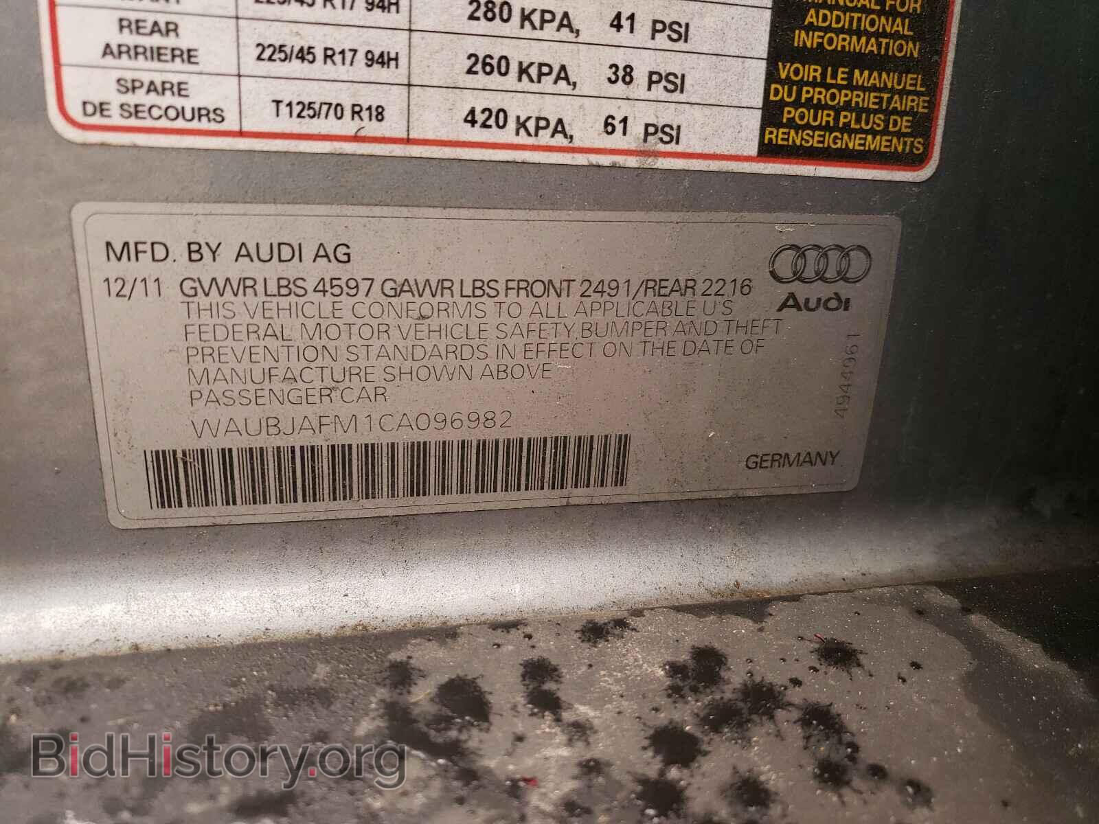 2012 AUDI A3 - VIN: WAUBJAFM1CA096982 - Фото 10