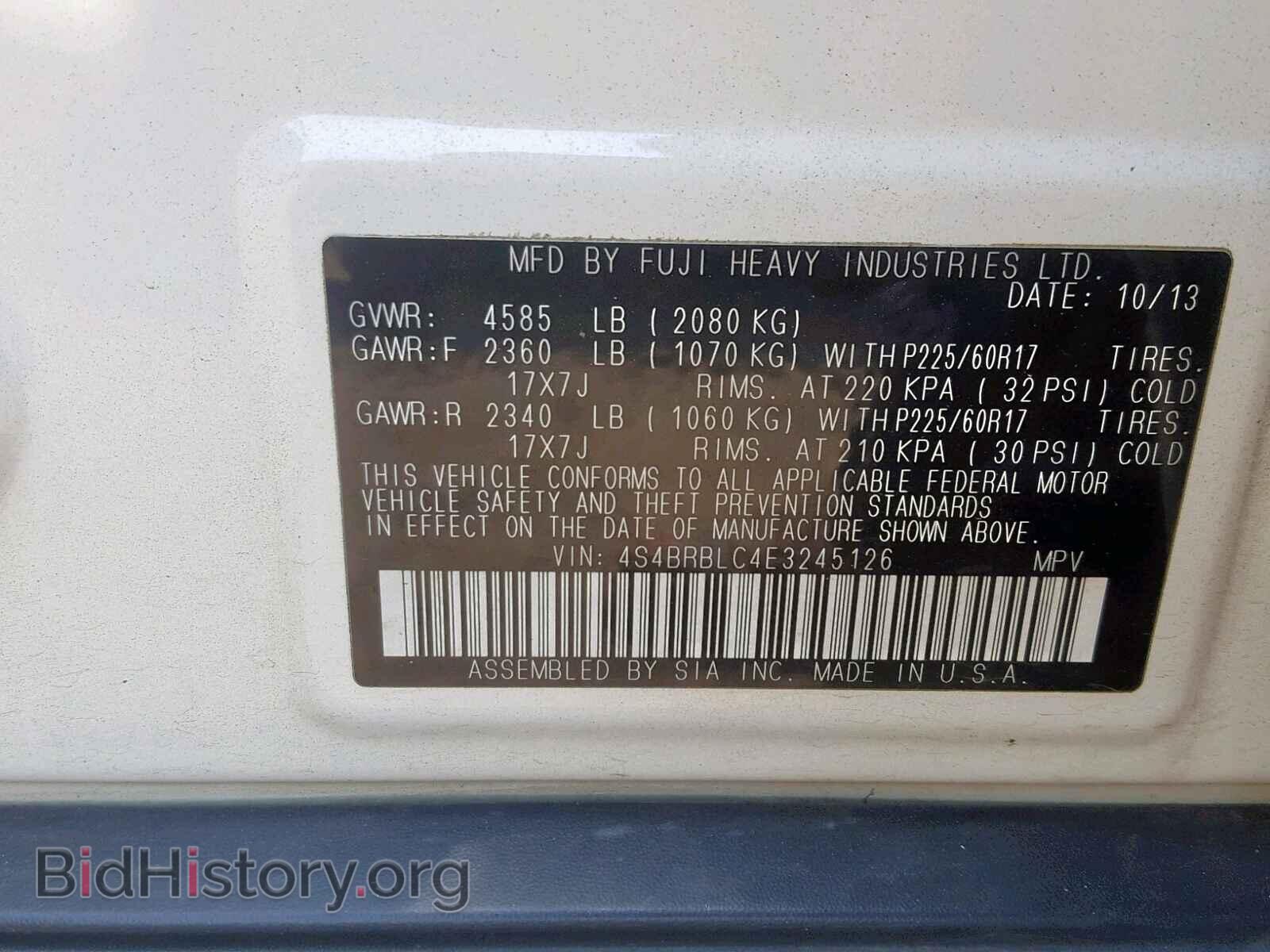 2014 SUBARU OUTBACK 2. - VIN: 4S4BRBLC4E3245126 - Фото 10