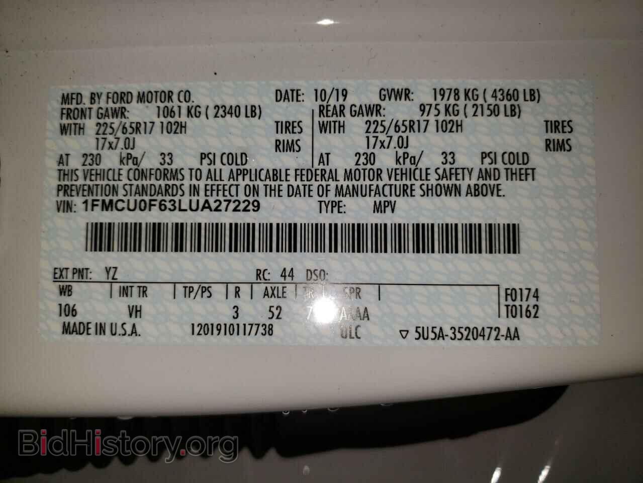 2020 FORD ESCAPE - VIN: 1FMCU0F63LUA27229 - Photo 13