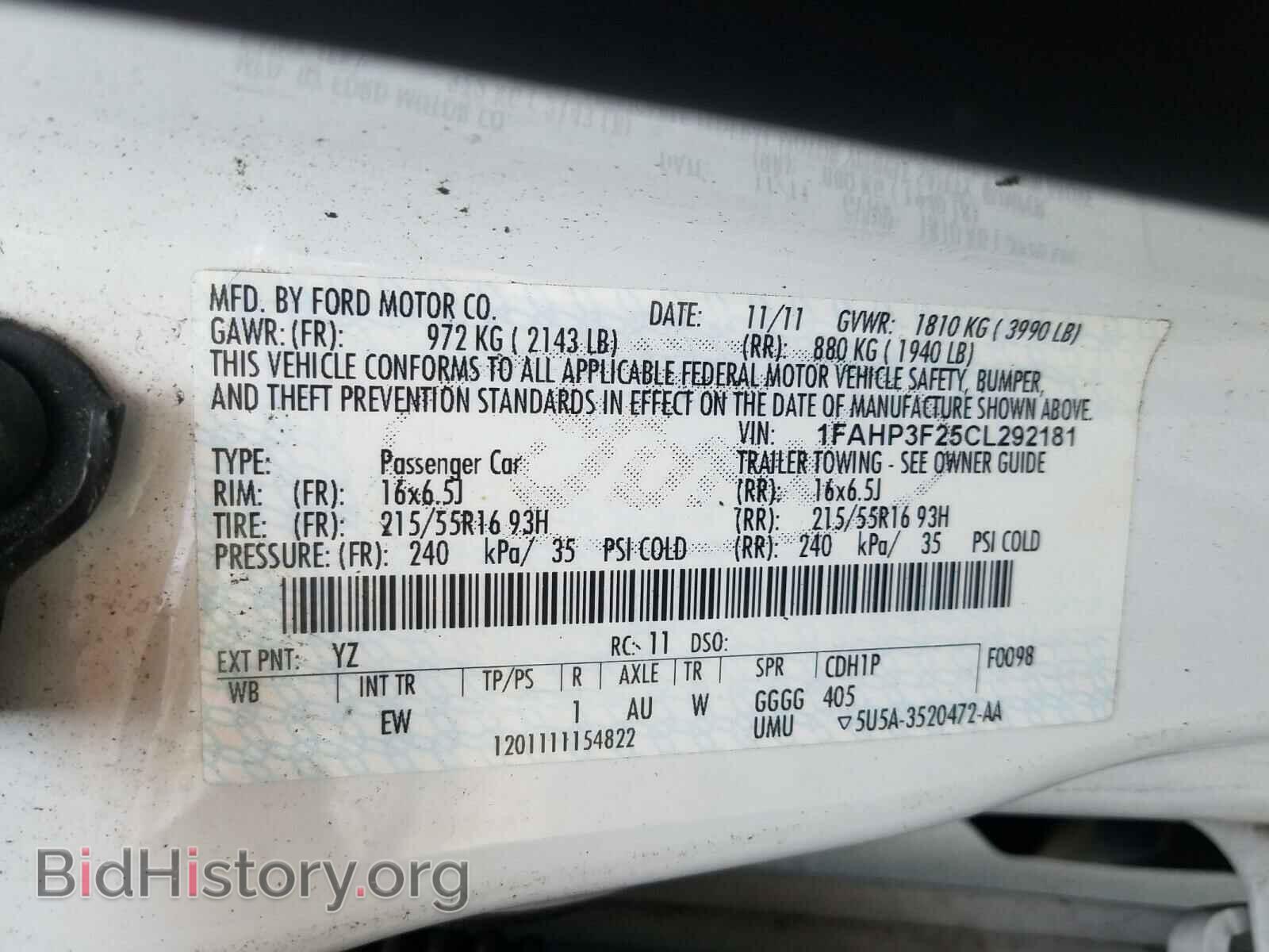 2012 FORD FOCUS - VIN: 1FAHP3F25CL292181 - Фото 10