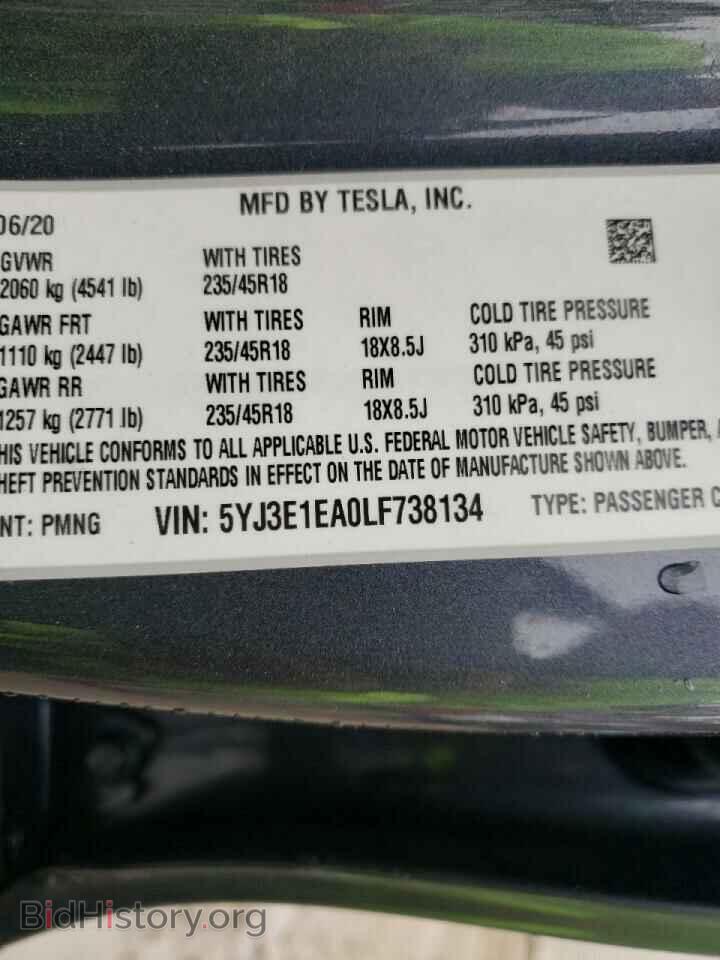 2020 TESLA MODEL 3 - VIN: 5YJ3E1EA0LF738134 - Фото 10