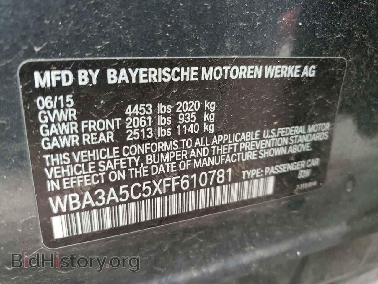 2015 BMW 3 SERIES - VIN: WBA3A5C5XFF610781 - Фото 12