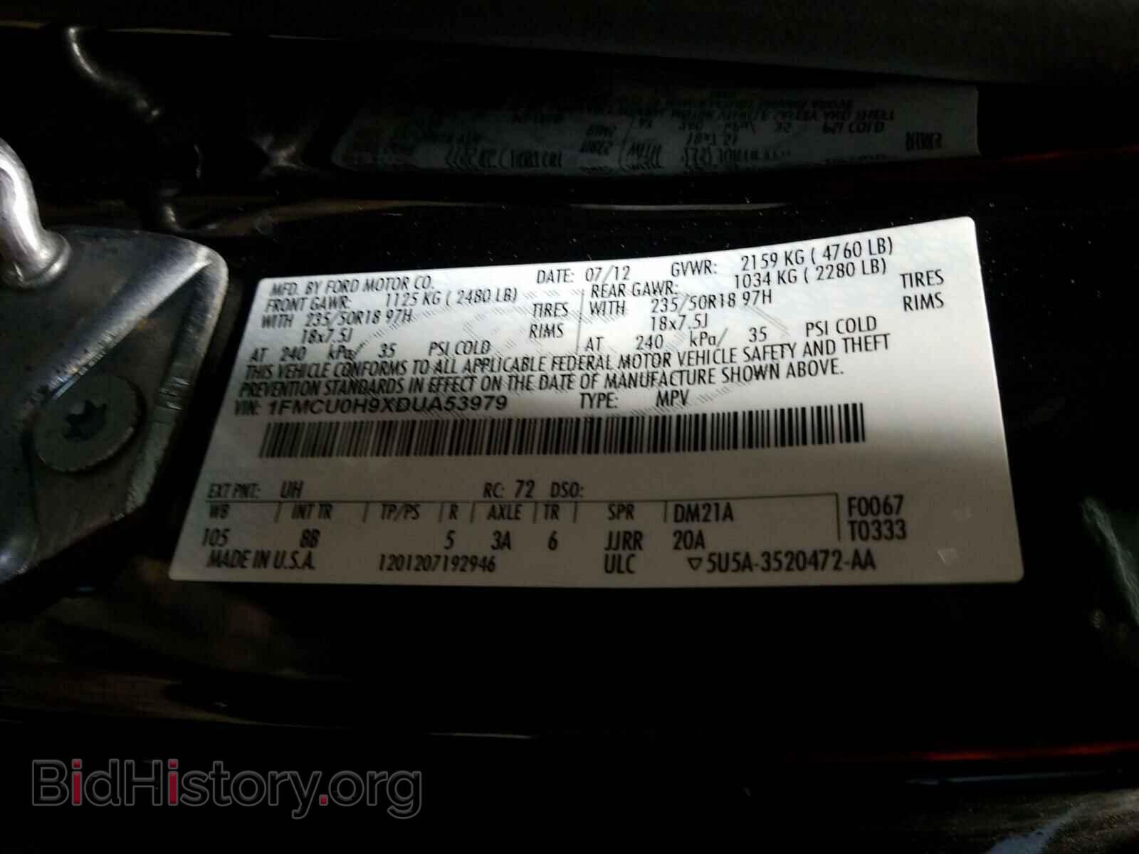 2013 FORD ESCAPE - VIN: 1FMCU0H9XDUA53979 - Photo 10