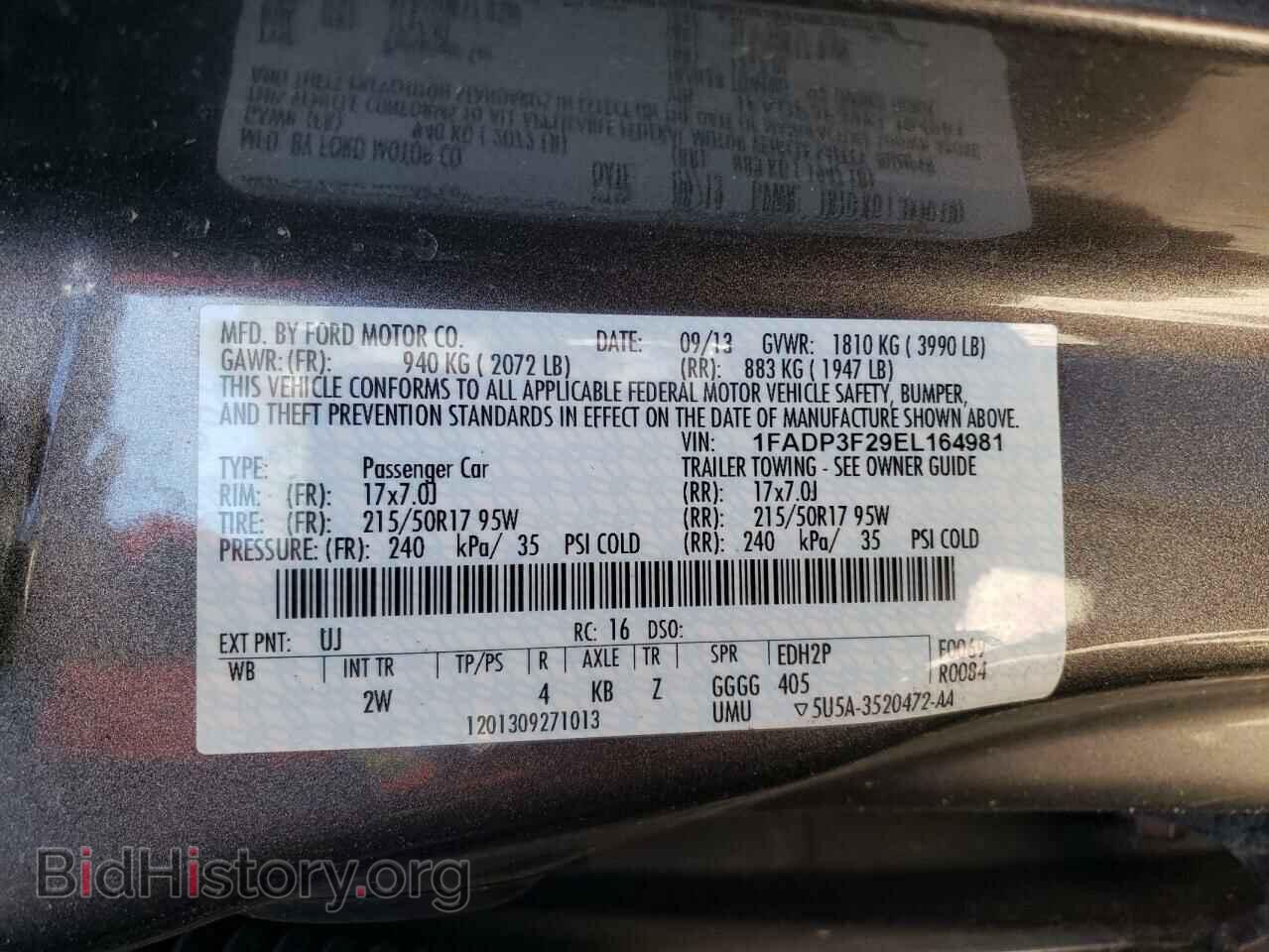 2014 FORD FOCUS - VIN: 1FADP3F29EL164981 - Фото 10