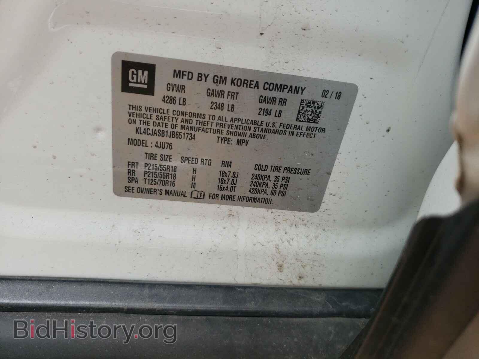 2018 BUICK ENCORE - VIN: KL4CJASB1JB651734 - Фото 10